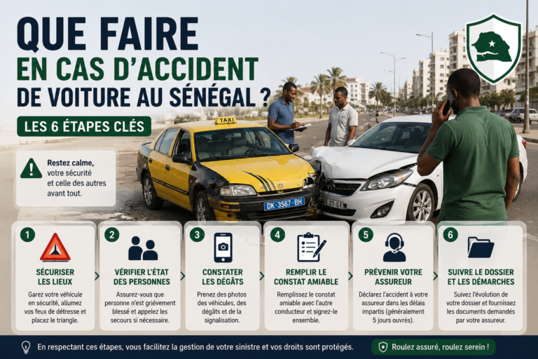 Que faire en cas d&rsquo;accident de voiture au Sénégal ? Les 6 étapes clés